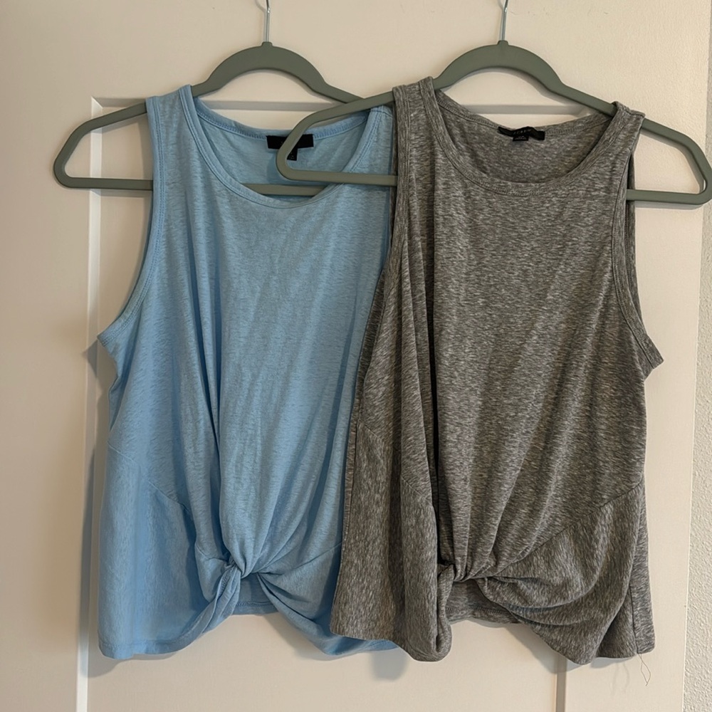 J. Crew twist tanks x2. One grey, one light blue